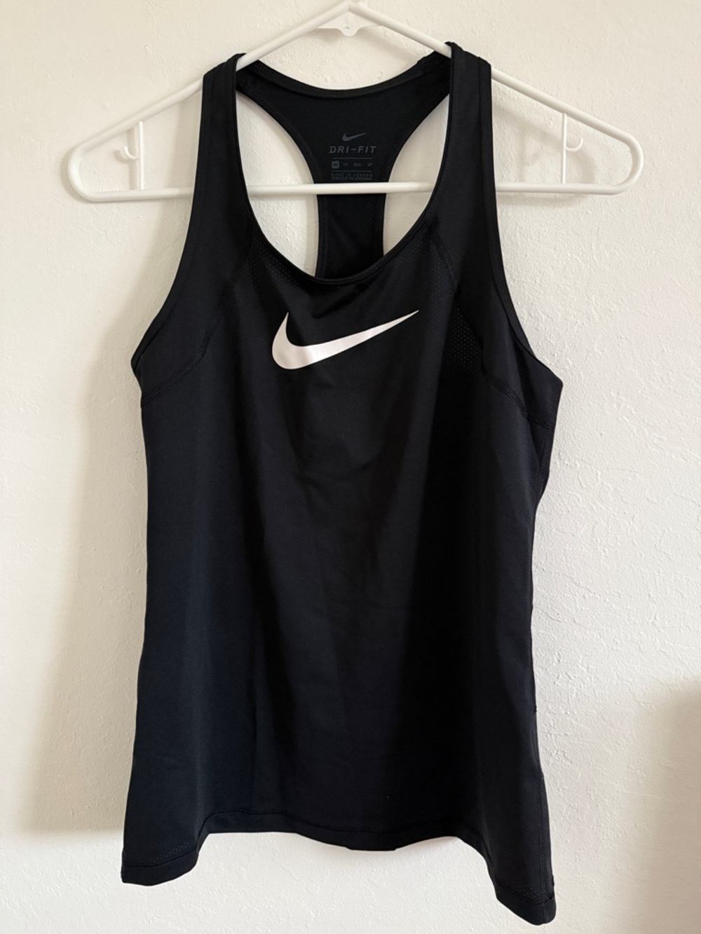 Nike Black Racerback Dri-FIT Tank with White Swoosh